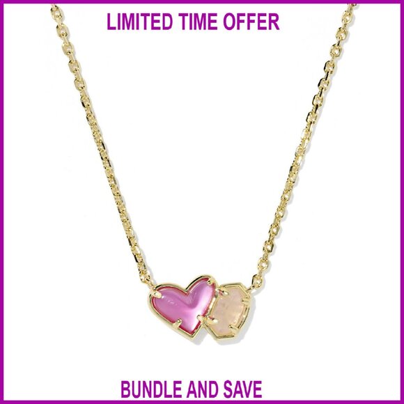 14k Gold Plated Heart Pendant Necklace with Adjustable Chain